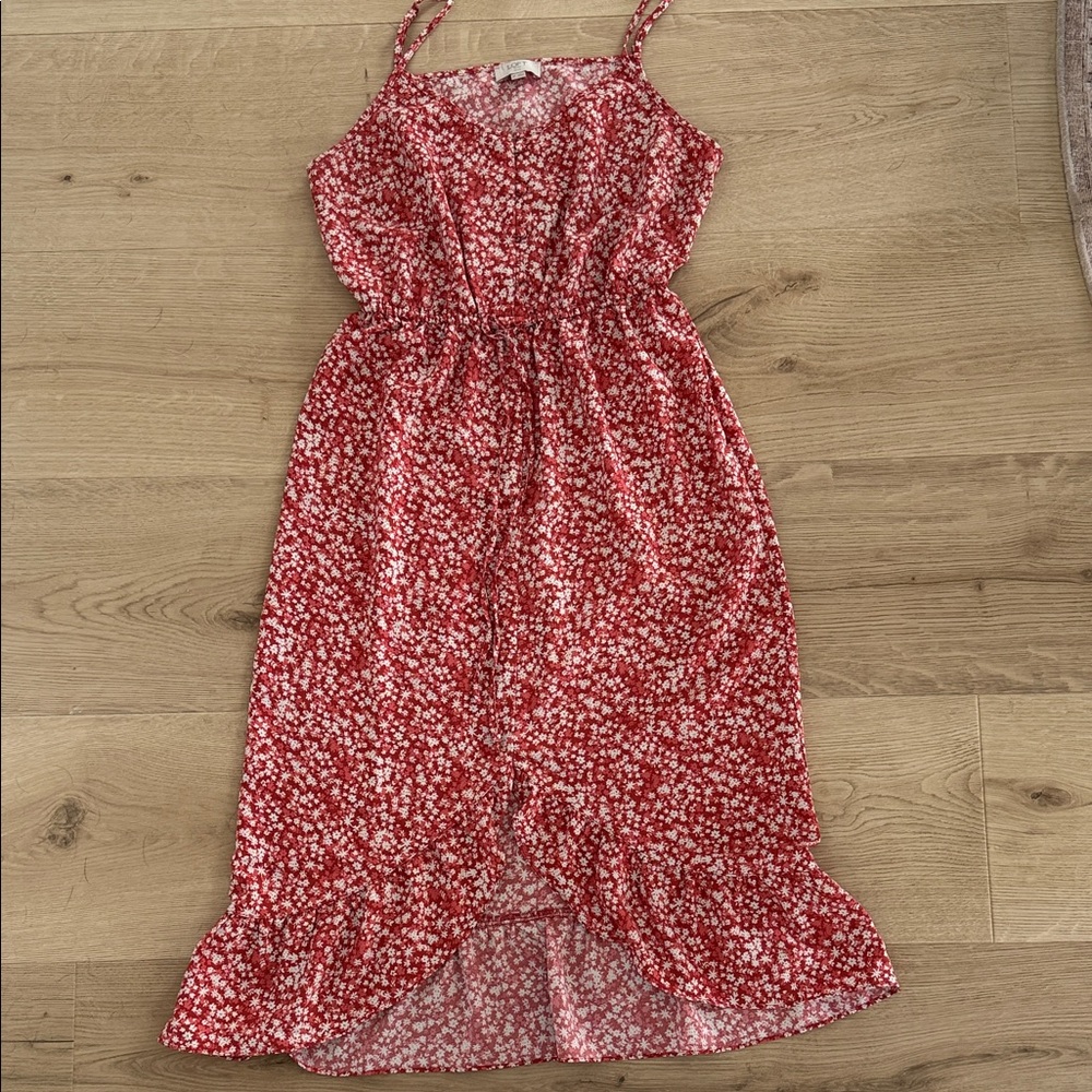 LOFT Coral color Floral Midi Dress